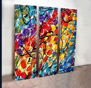 Image of 3 Splashy Rainbow Paintings - Custom Painted for You.