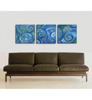 Image of 3 Beachy Blue Triptych FREE SHIPPING