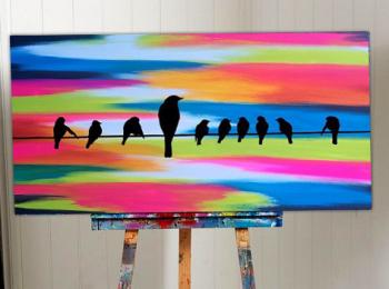 Image of Neon Bird Sunset 48x24