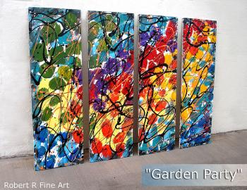 Image of  4 Panel Splashy Rainbow Custom ART FREE SHIPPING