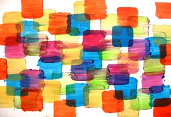 Image of Sale - Sunny Color Blocks 24x30 Art Abstract Painting Modern