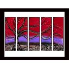 Image of Red Violet Sunset Tree Paintings