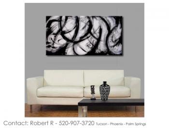 Image of Sale - 48x24 Soho Black Abstract Art Paintings FREE SHIPPING