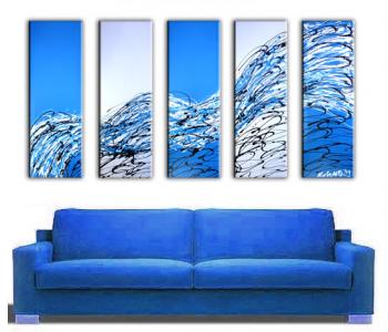 Image of  5 Blue Success Paintings - Original Painted Art - FREE SHIPPING