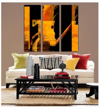 Image of 3  Tequila Fire Gold Espresso Triptych
