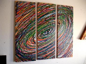 Image of Sale - 3 Piece Beachy Art  Green Blue Indiglo Vertigo 