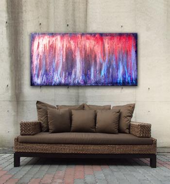 Image of Original Art. Volcanic Embers 48"x24" Modern paintings contemporary art  - FREE SHIP
